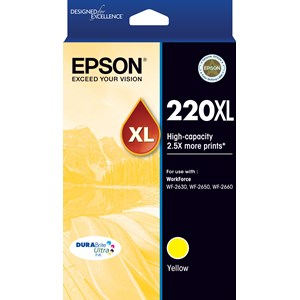 EPSON 220XL High Capacity DURABrite Ultra Yellow ink(Epson WF-2630, WF-2650, WF-2660, XP420)