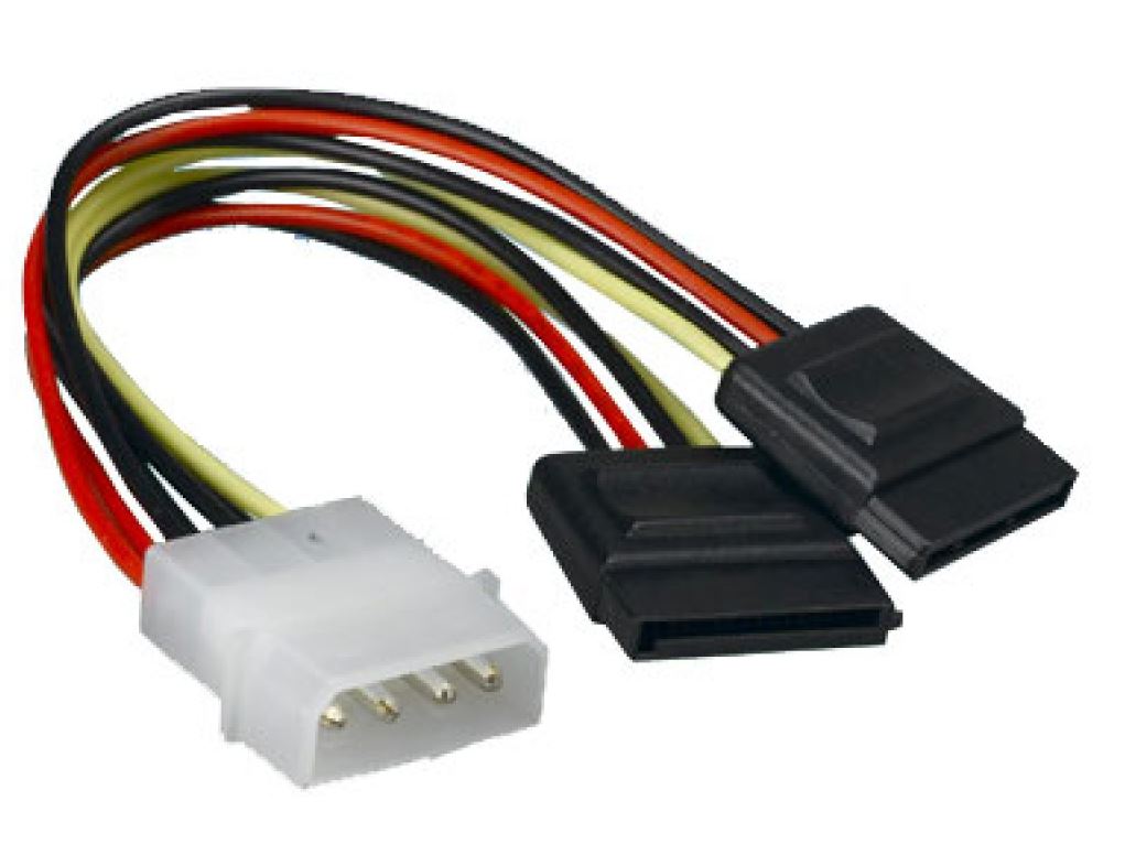 Astrotek Internal Power to SATA Molex Cable - 4 pins to 2x 15 pins 18AWG RoHS - Click Image to Close