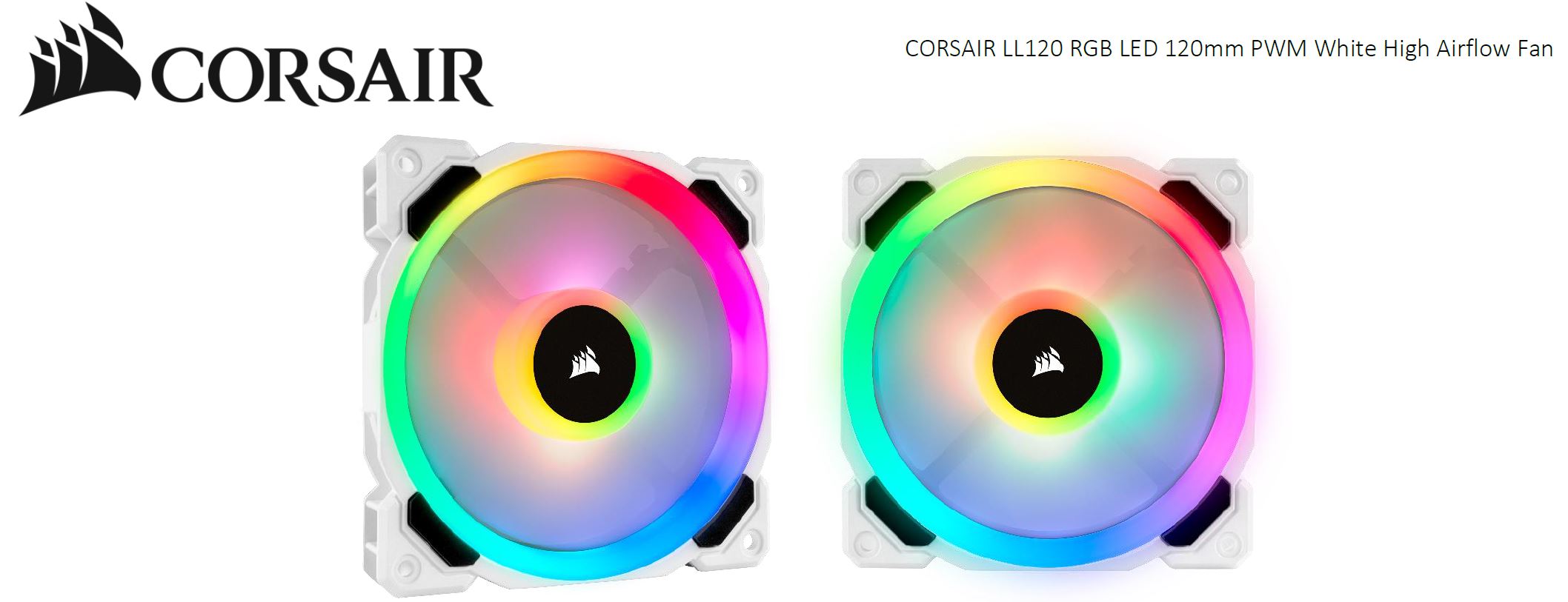 Corsair Light Loop Series, White LL120 RGB, 120mm PWM Fan, Single Pack - Click Image to Close