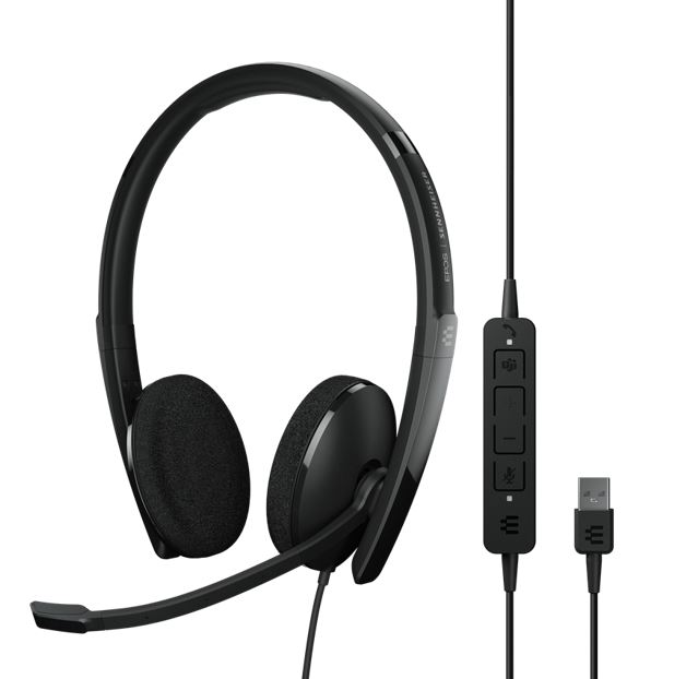 EPOS | Sennheiser ADAPT 160T USB II On-ear, double-sided USB-A headset with in-line call control and foam earpads.