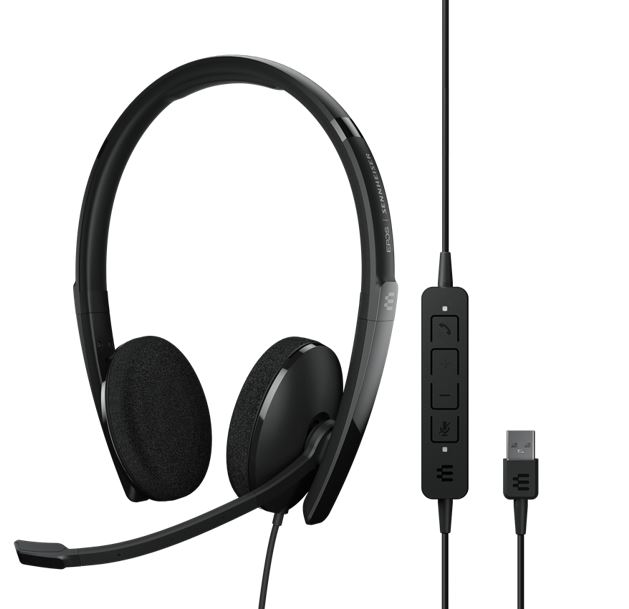 EPOS | Sennheiser ADAPT 160 USB II On-ear, double-sided USB-A headset with in-line call control and foam earpads.