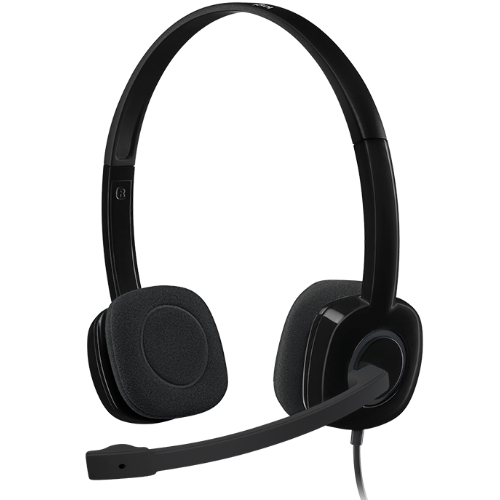 Logitech H151 Stereo Headset Light Weight Adjustable Headphone with Microphone 3.5mm jack In-line audio controls Noise-cancellin - Click Image to Close