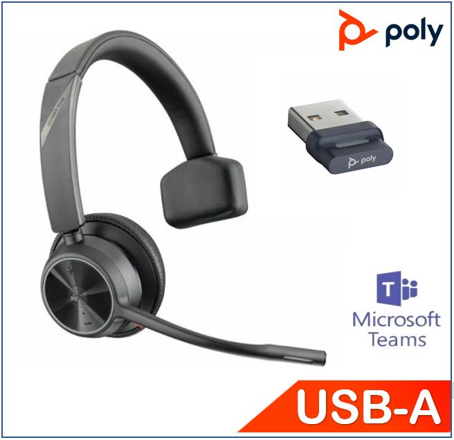 Plantronics/Poly Voyager 4310 UC Mono Headset, Teams certified, Monaural, Wireless, Noise canceling boom, Acoustice Fence - Click Image to Close