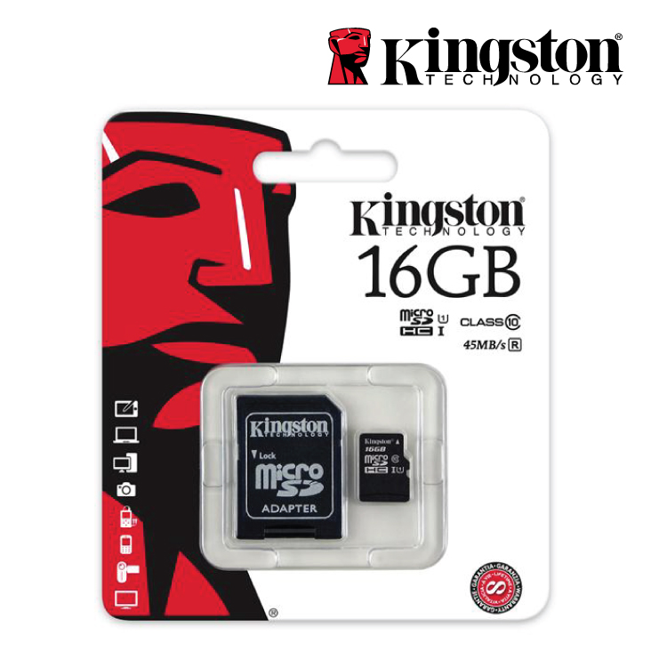 KINGSTON 16 GB Micro SDHC Memory Card with Adaptor - Click Image to Close