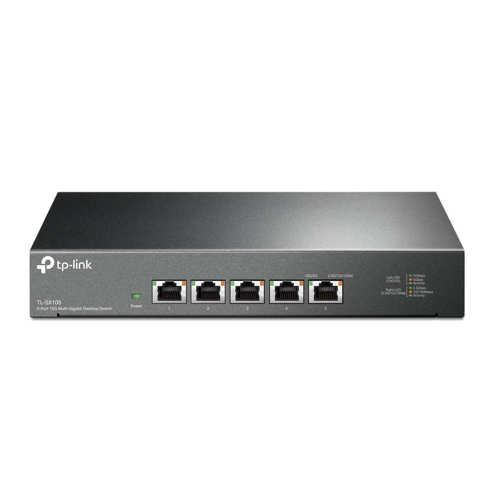 TP-Link TL-SX105 5-Port 10G Desktop Switch, up to 100 Gbps switching capacity, Auto-negotiation, Silent Operation, Metal Casing - Click Image to Close