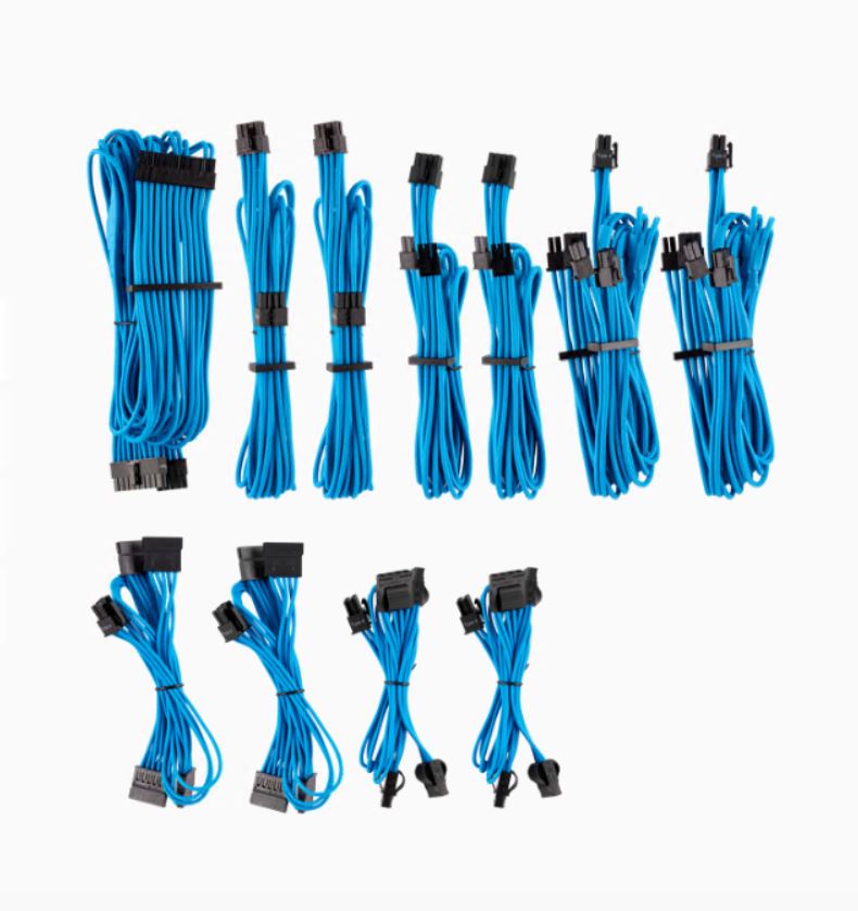 For Corsair PSU - BLUE Premium Individually Sleeved DC Cable Pro Kit, Type 4 (Generation 4) - Click Image to Close