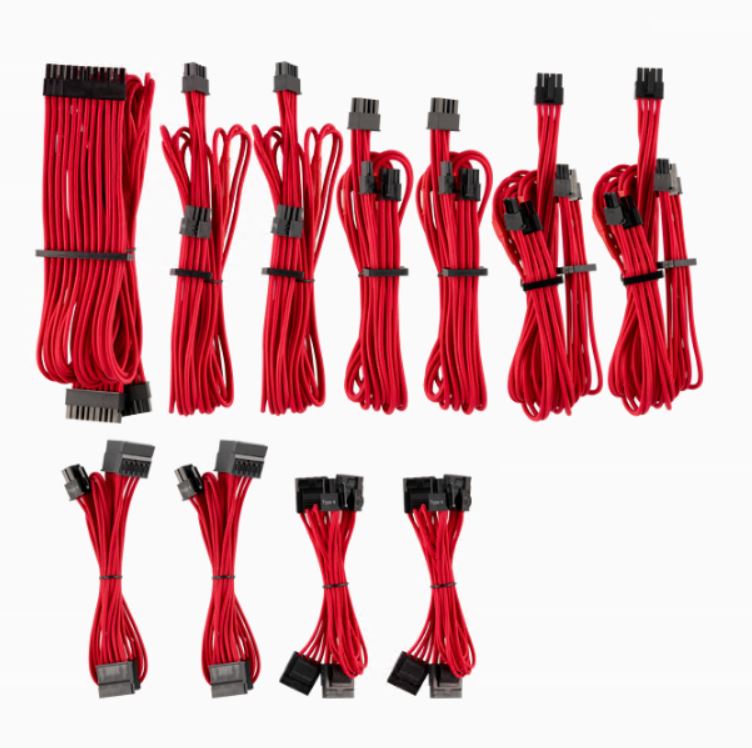 For Corsair PSU - RED Premium Individually Sleeved DC Cable Pro Kit, Type 4 (Generation 4) - Click Image to Close