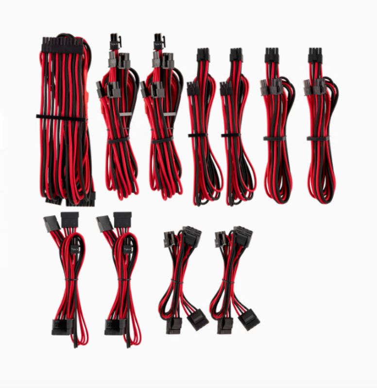 For Corsair PSU - RED / BLACK Premium Individually Sleeved DC Cable Pro Kit, Type 4 (Generation 4) - Click Image to Close