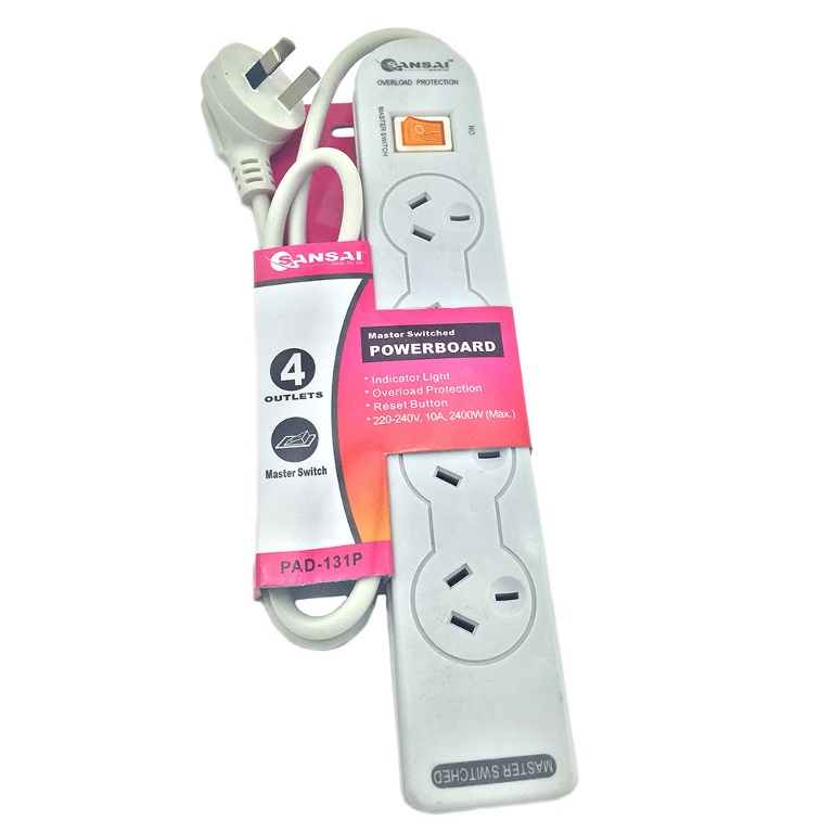Sansai Power Board 4 Outlet with Master Switch - Click Image to Close