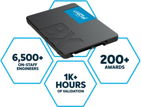 Crucial BX500 1TB 2.5" SATA3 6Gb/s SSD - 3D NAND 540/500MB/s 7mm 1.5 mil MTBF 3yr wty Acronis True Image Solid State Drive - Click Image to Close