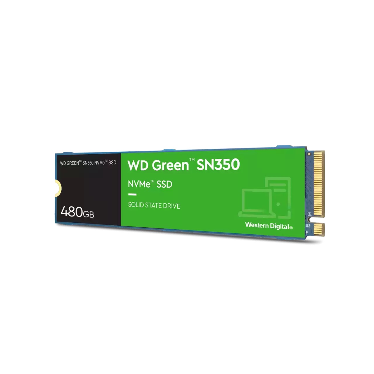 Western Digital WD Blue SN350 480G NVMe SSD 2400MB/s 1650MB/s R/W 60TBW 250/170K IOPS M.2 2280 PCIe Gen 4 1mil hrs MTBF - Click Image to Close