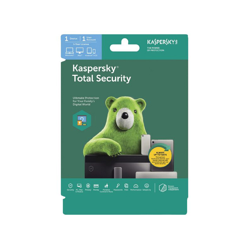 Kaspersky Total Security 1 Device 1 Year Multi Device Card - Click Image to Close