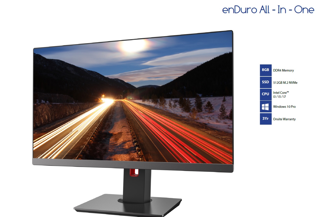 enDURO AIO i7-9700F, 16GB, 1TB M2, 27" 2K Display 1xHDMI 4x USB3.1 2x USB 2.0 Wi-Fi + BT W10H 2.5" Bay, GTX1650, keyboard+Mouse - Click Image to Close