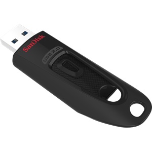 SanDisk 128GB Ultra USB 3.0 Flash Drive, Black, stylish sleek design - Click Image to Close