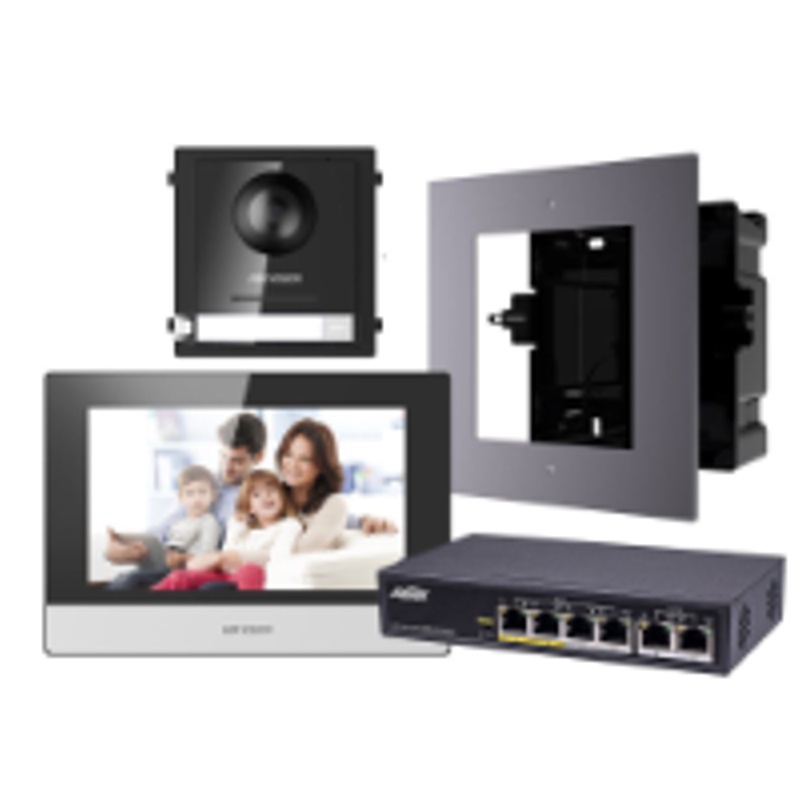 (image for) Hikvison DSINTGEN2KIT11 2nd Gen IP Intercom Kit1to1 Villa Door and Room Station Flush Aetek Switch