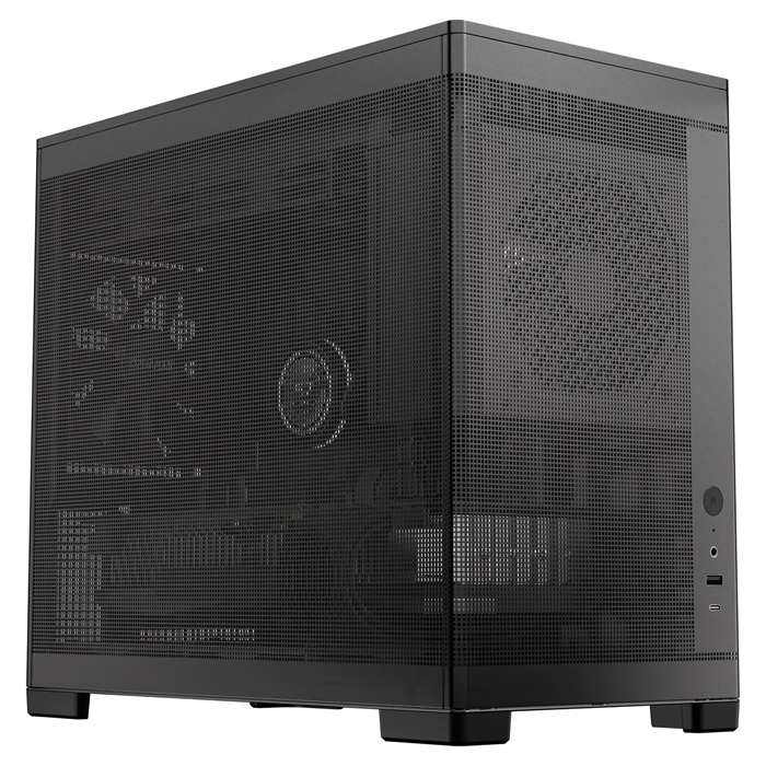 OKINOS Mini Art 4 - Black, Mini Tower, Micro-ATX/ITX, Mesh Panels, USB-C 10Gbps, 3 Fans, 240mm Radiator, 330mm GPU Clearance (image for) OKINOS Mini Art 4 - Black, Mini Tower, Micro-ATX/ITX, Mesh Panels, USB-C 10Gbps, 3 Fans, 240mm Radiator, 330mm GPU Clearance