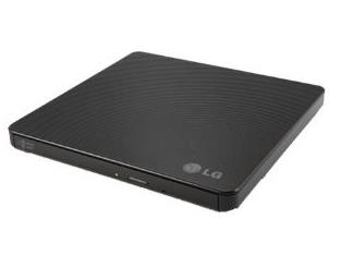 LG GP60NB50 Ultra Slim Portable DVD Writer Black,8x, Dual Layer, USB2.0 - Retail Pack with Software