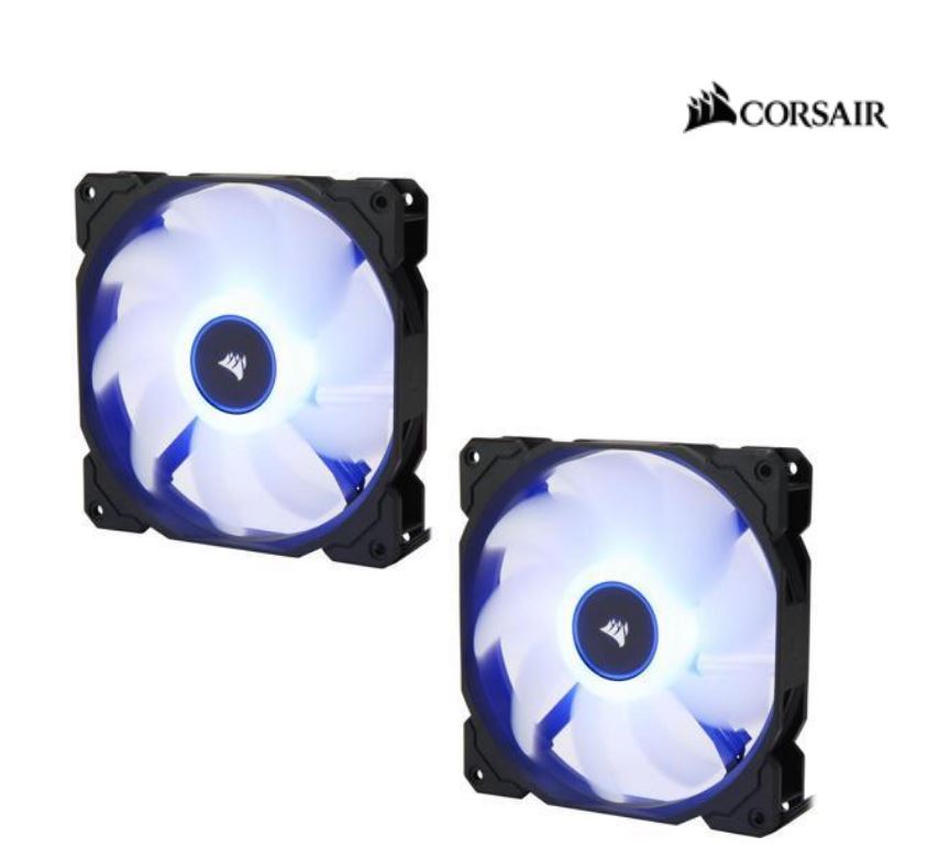 Corsair Air Flow 140mm Fan Low Noise Edition / Blue LED 3 PIN - Hydraulic Bearing, 1.43mm H2O. Superior cooling performance. 2PK