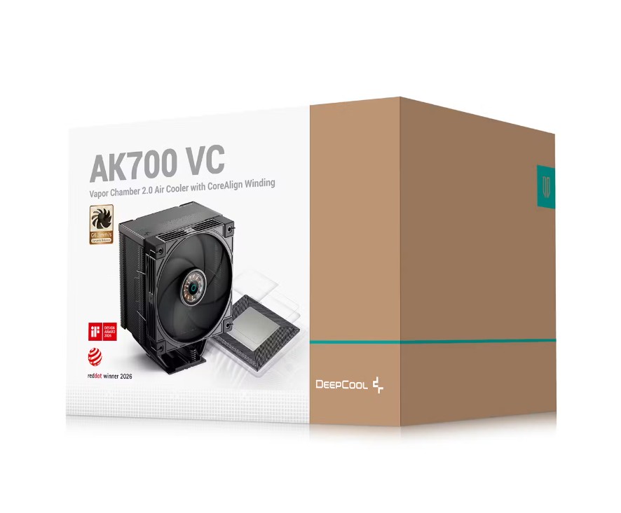 DeepCool AK700 VC Vapor Chamber Air Cooler, 7 Heat Pipes, 4-pin PWM, Intel LGA1851/1700/1200/115x, AMD AM5/AM4 (image for) DeepCool AK700 VC Vapor Chamber Air Cooler, 7 Heat Pipes, 4-pin PWM, Intel LGA1851/1700/1200/115x, AMD AM5/AM4