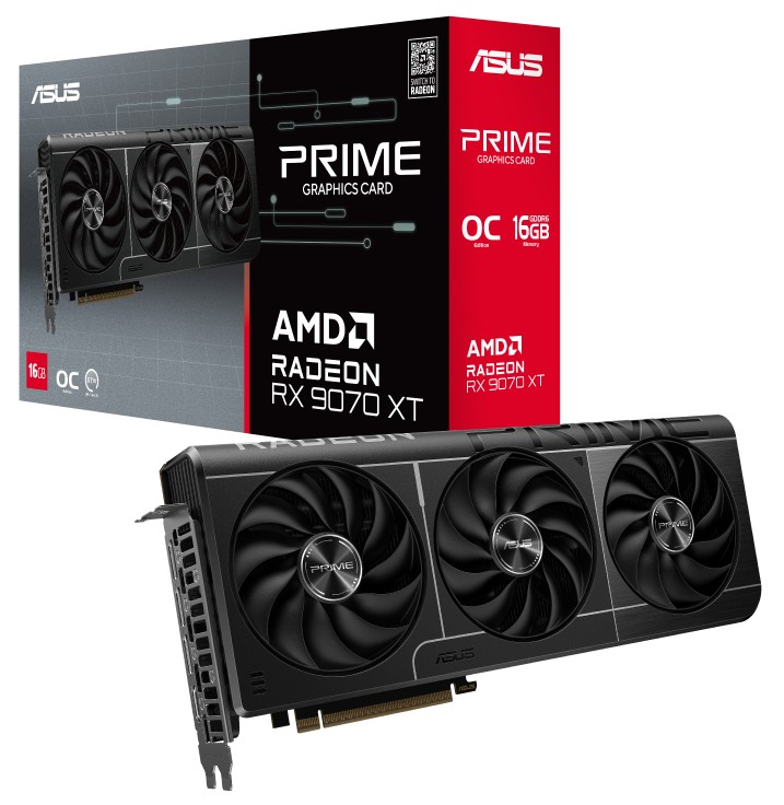 (image for) ASUS AMD Radeon PRIME-RX9070XT-O16G RX 9070 XT 16GB GDDR6 OC Edition 20 Gbps 2.5 Slot 256-bit