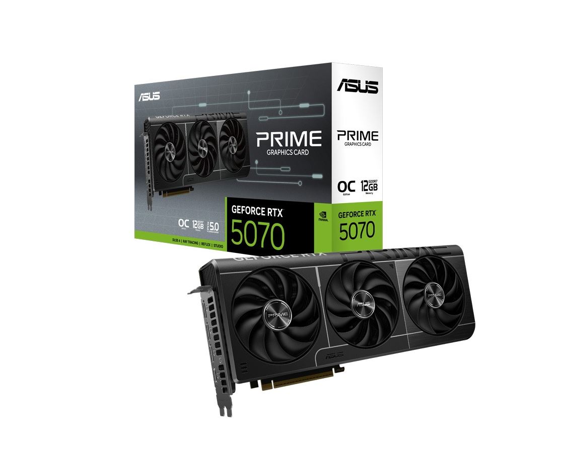 (image for) ASUS nVidia GeForce PRIME-RTX5070-12G 12GB GDDR7, 2512MHz Boost Clock, RAM 28Gbps, 988 AI TOPs, Digital Max Resolution 7680 x 43
