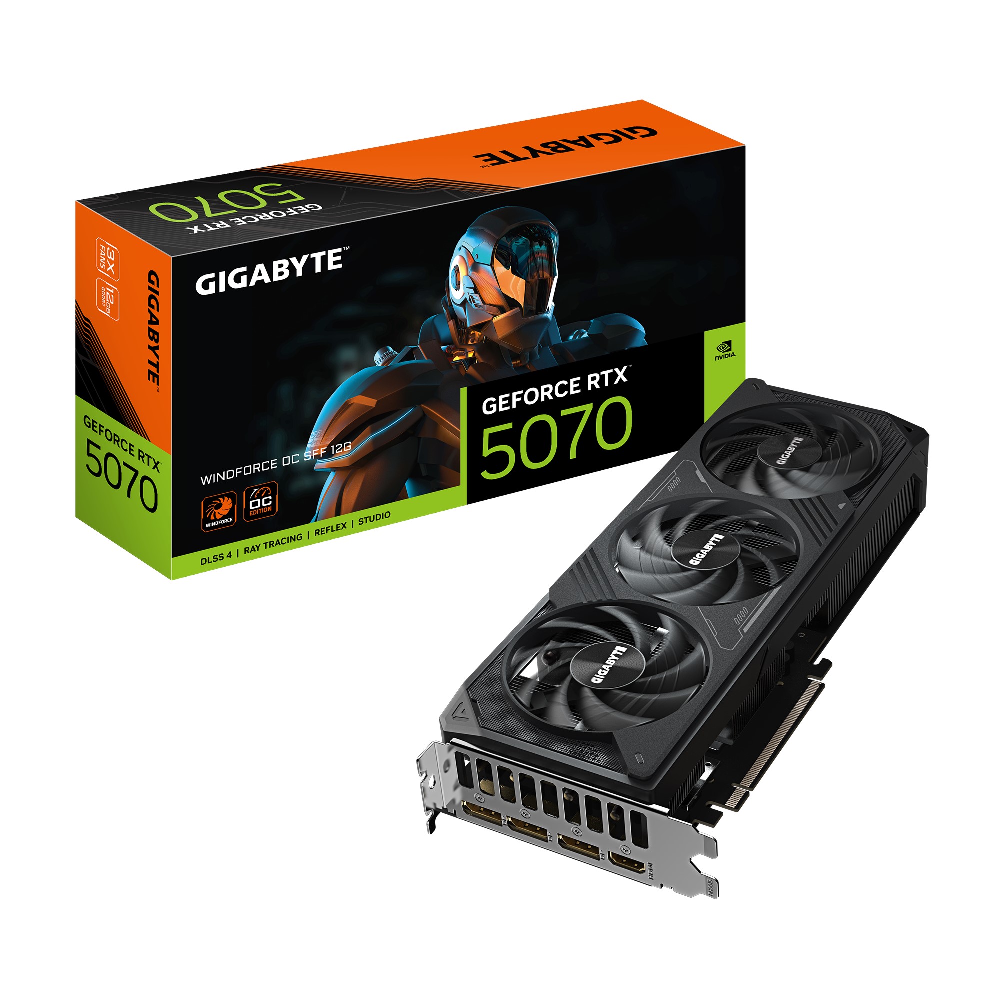 (image for) Gigabyte GeForce RTX 5070 WINDFORCE OC SFF 12G, 2542 MHz, CUDA 6144, 28 Gbps, GDDR7, 192 bit, PCI-E 5.0, PSU 750W, DisplayPort 2