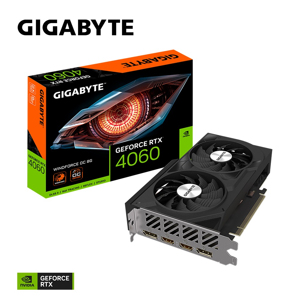Gigabyte nVidia GeForce RTX 4060 WF2 OC8GD 1.0 GDDR6 Video Card PCIE 4.0 TBD Core Clock 2x DP 1.4a 2x HDMI 2.1a