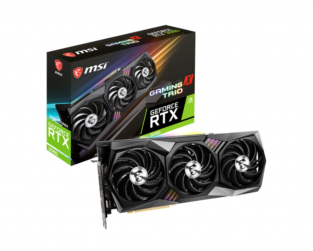 MSI nVidia Geforce RTX 3080 GAMING X TRIO 10G GDDR6X 1815 MHz Boost 4 Displays 7680x4320 3xDP 1xHDMI VR Ready MSI nVidia Geforce RTX 3080 GAMING X TRIO 10G GDDR6X 1815 MHz Boost 4 Displays 7680x4320 3xDP 1xHDMI VR Ready