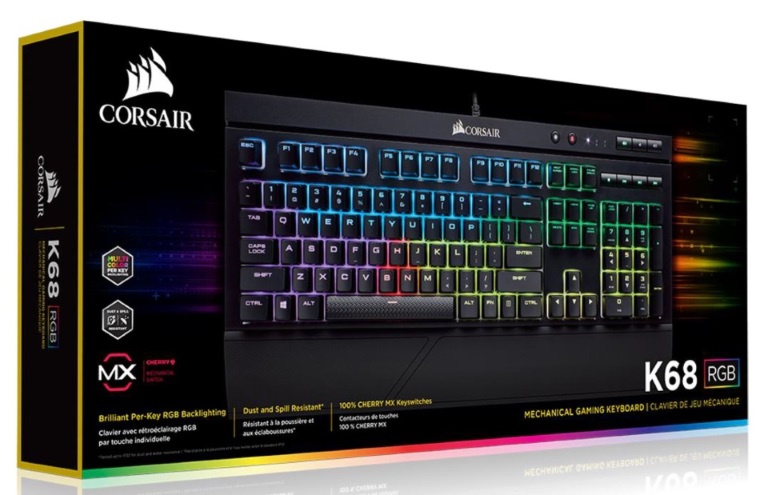 Corsair K68 RGB Mechanical Gaming Keyboard, Backlit RGB LED, Che Corsair K68 RGB Mechanical Gaming Keyboard, Backlit RGB LED, Che