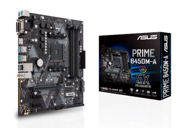 Asus PRIME B450M-A AM4 mATX MB, 4xDDR4, 3xPCIe, 4xSATA, 1xM.2, R Asus PRIME B450M-A AM4 mATX MB, 4xDDR4, 3xPCIe, 4xSATA, 1xM.2, R