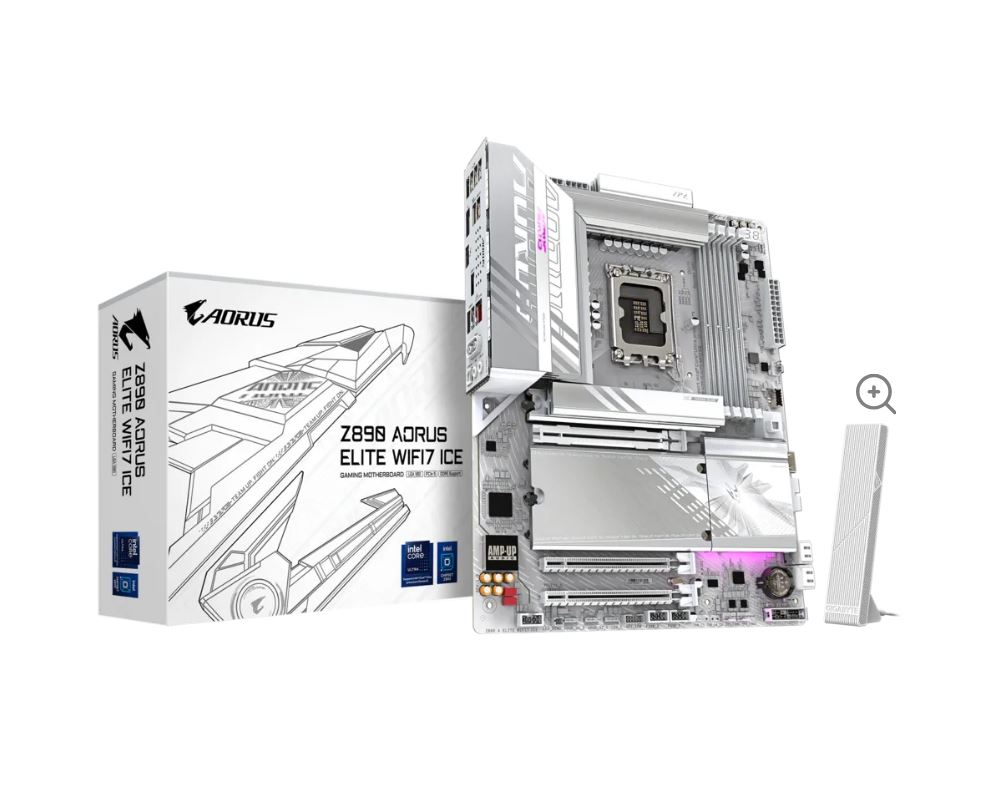 (image for) Gigabyte Z890 AORUSELITE WF7 ICE Intel LGA 1851 ATX Motherboard 4x DDR5 256GB 3x PCIE x16 4x M.2 4x SATA 5x USB 3.2 1x USBC 4x