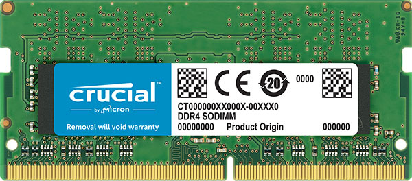 Crucial 8GB (1x8GB) DDR4 SODIMM 3200MHz CL22 Single Ranked Notebook Laptop Memory RAM