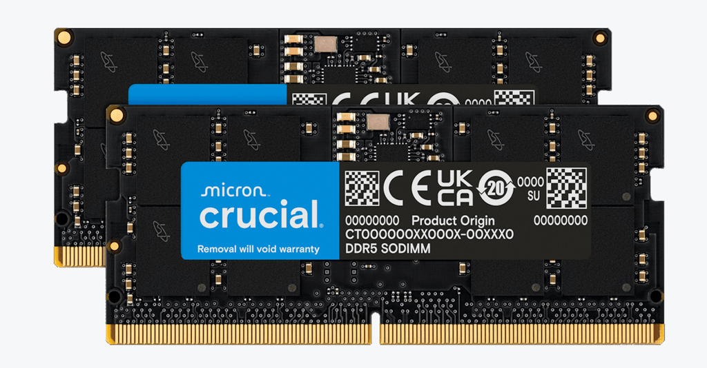 (image for) Crucial 32G (2x16G) DDR5 SODIMM 5600MHz On-Die ECC Laptop Memory