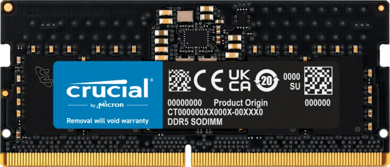Crucial CT8G48C40S5, SODIMM, DDR5 8GB(1x8GB), 4800MHz, CL40, 1.1V, Black, Notebook Laptop Memory RAM