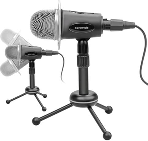 Promate Pro Desktop Condenser Mic w/built-in Vol Control, Adj Tr Promate Pro Desktop Condenser Mic w/built-in Vol Control, Adj Tr