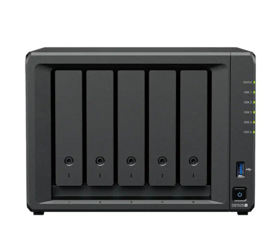 Synology DiskStation DS1525+ 5-Bay 3.5" , 2x 2.5 GbE (Tower), AMD Ryzen Quad Core 2.2GHz, 8GB RAM, 2 x USB3.2, 2 x USBC (image for) Synology DiskStation DS1525+ 5-Bay 3.5" , 2x 2.5 GbE (Tower), AMD Ryzen Quad Core 2.2GHz, 8GB RAM, 2 x USB3.2, 2 x USBC