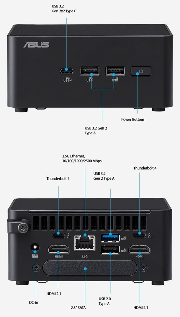(image for) ASUS NUC, U5-225H 32GB RAM, 1TB M.2 SSD, Windows 11 Pro