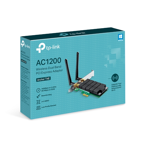 TP-Link ARCHER T4E AC1200 Wireless Dual Band PCIe Adapter, 867Mbps @ 5Ghz, 300Mbps @ 2.4Ghz