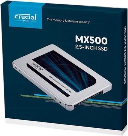 Crucial MX500 500GB 2.5" SATA SSD - 3D TLC 560/510 MB/s 90/95K IOPS 5yr wty 7mm w/9.5mm adapter