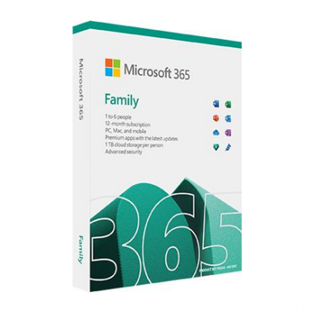 MICROSOFT Office 365 Family - 1YR Subscription License - DM Medialess (6 Users, up to 5 Devices, 1 Lisc)