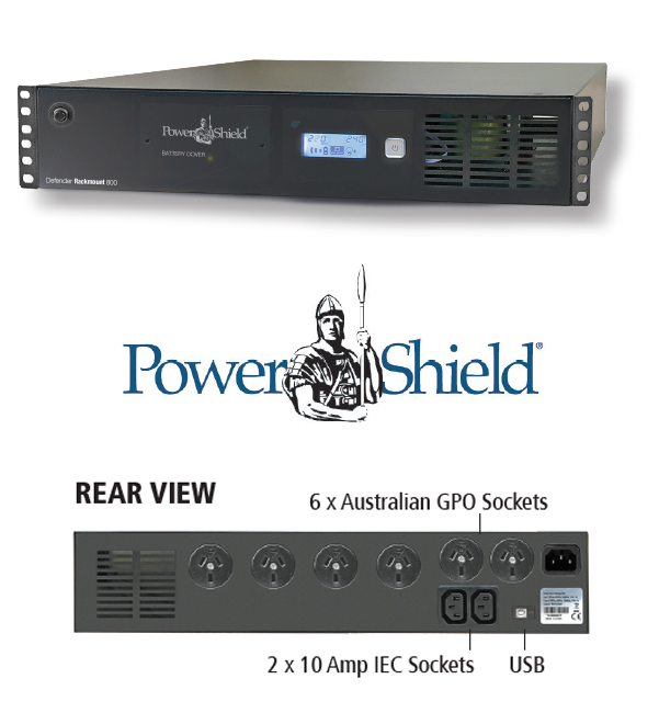 POWERSHIELD Defender Rackmount 800VA / 480W UPS ,Line Interative Simulated Sine Wave Perfect for Shallow Racks, Compact Model
