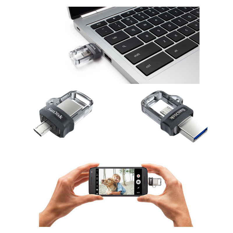 SanDisk Ultra Dual Drive m3.0 SDDD3 128GB USB3.0 & micro-USB connector OTG-enabled 150Mbps Flash Drive Memory Stick SanDisk Ultra Dual Drive m3.0 SDDD3 128GB USB3.0 & micro-USB connector OTG-enabled 150Mbps Flash Drive Memory Stick
