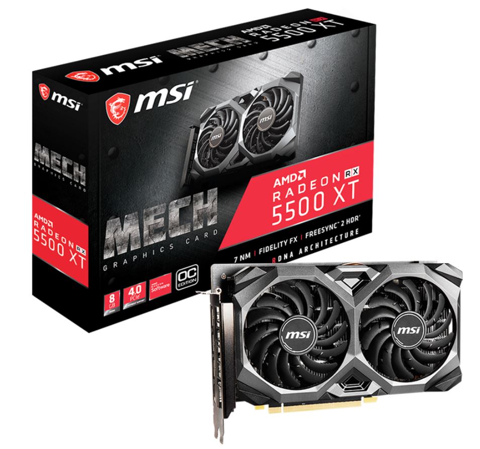 MSI AMD Radeon RX 5500 XT MECH 8G OC 8GB GDDR6 PCIe 4.0 Graphics MSI AMD Radeon RX 5500 XT MECH 8G OC 8GB GDDR6 PCIe 4.0 Graphics